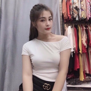 Áo kiểu lệch vai trơn chất bozip đẹp
