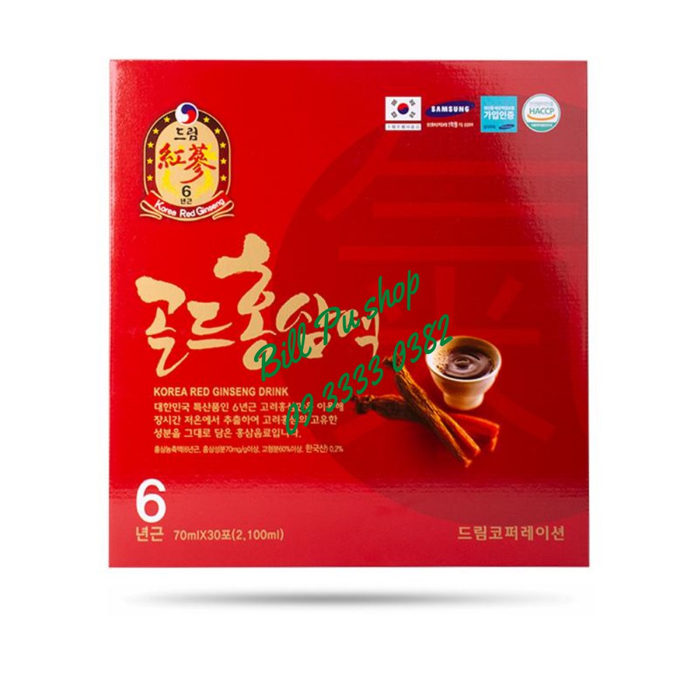 Nước Uống Hồng Sâm 6 Năm Korea Red Ginseng Drink Daeyoung Food - Hàn Quốc (70ml x 30 gói)
