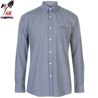 Áo Sơ Mi Nam Dài Tay Pierre Cardin Yarn Dye Long Sleeve Shirt Mens ( Navy/Green/White - Size EU - UK )