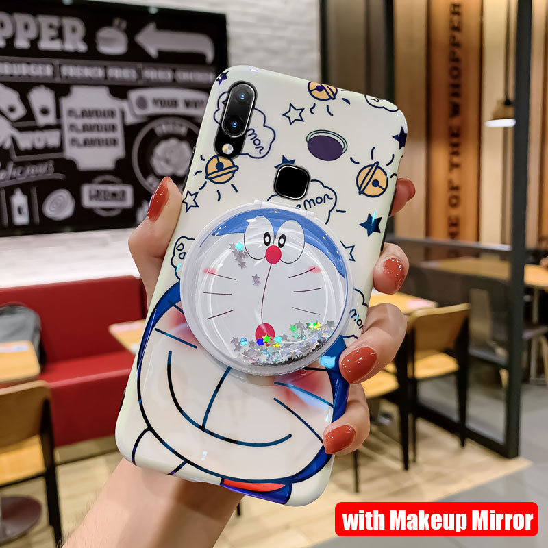 Ốp Điện Thoại Blu-ray Hình Doraemon 3D Có Gương Trang Điểm Vivo Y11 Y12 Y15 Y17 Y50 Y30 Y81 Y91C Y85 Y91 Y95 V11 V15 V17 S1 S1 Pro