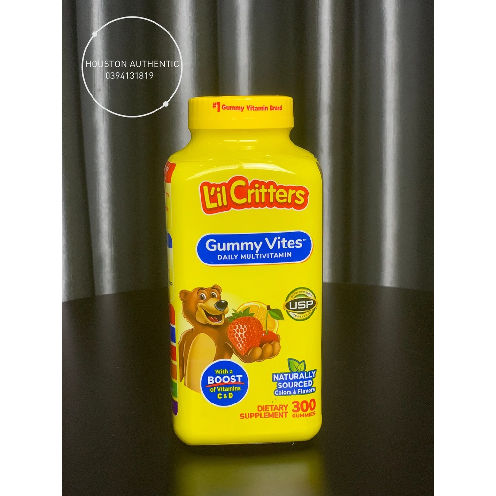 Kẹo dẻo gấu cho trẻ em Gummy Vites Vitamin tổng hợp L'il Critters 300 viên_ Live mua hàng tại Mỹ