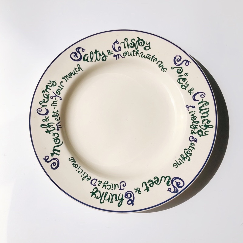 Đĩa, Tô nhỡ vintage Âu Mỹ viền chữ hương vị hãng Mister Donut