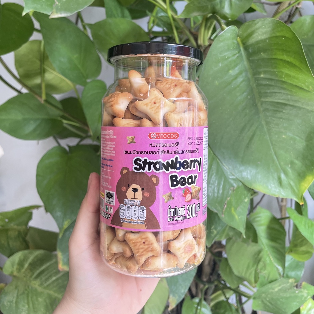 Bánh Gấu VFoods Nhân Kem Dâu Strawberry Bear (Hộp 200g)