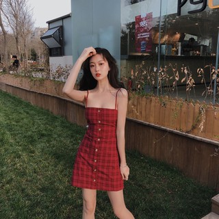 Váy 2 dây kẻ caro hot hit