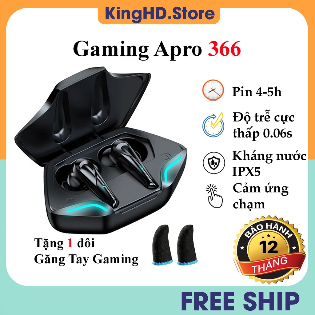 Tai Nghe Gaming Apro366 Tws, Tai Nghe Chơi Game Không Dây Bluetooth 5.0 - Pin Trâu - Có Míc - Đỗ Trễ Cực Thấp