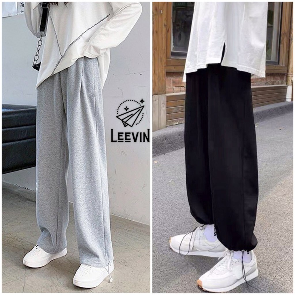 Quần Ống Rộng Jogger DORA Dây Rút Gấu Ulzzang - Kiểu quần jogger nữ cạp cao Unisex - Leevin Store