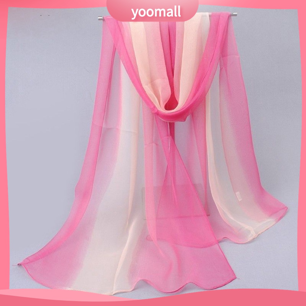 Yomall♡ Khăn Choàng Chiffon Dài Màu Gradient Mềm Mại Thời Trang Đi Biển Cho Nữ