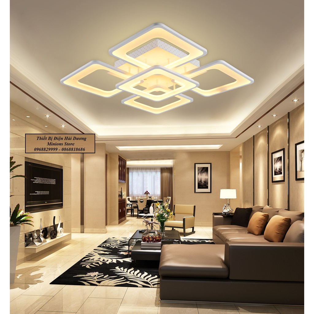 Đèn LED ốp trần Decor hình vuông NT027 - 3 Chế Độ Ánh Sáng - Tăng Giảm Ánh Sáng - Điều Khiển Từ Xa - Bảo Hành 1 Năm