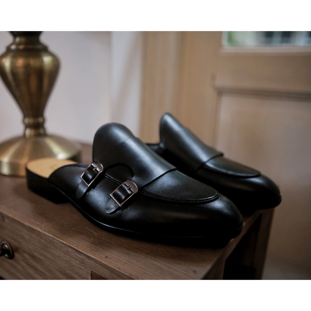 Giày sục nam hở gót hai khóa da bò nguyên tấm cao cấp Toroshoes M641 (siêu đẹp)