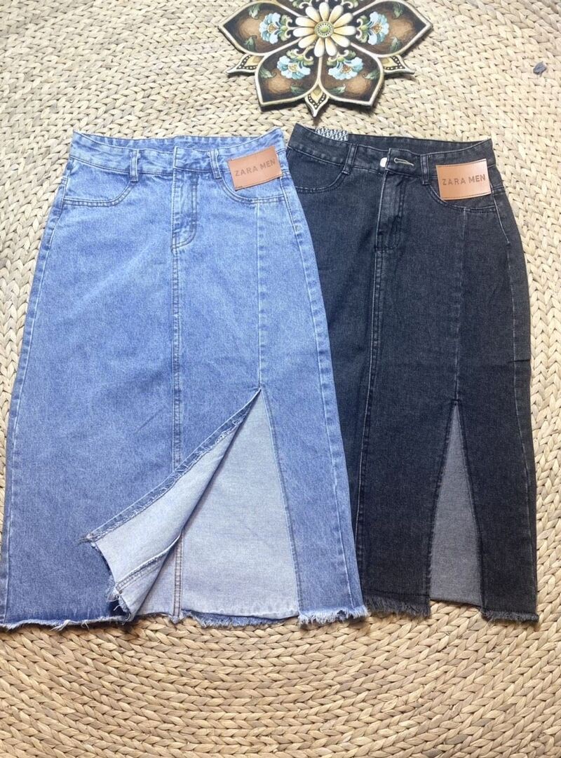 Chân Váy Denim Lưng Cao Xẻ Tà Quyến Rũ Cho Nữ | BigBuy360 - bigbuy360.vn