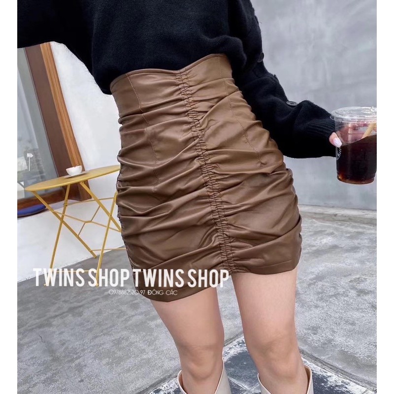 Chân váy da nhún