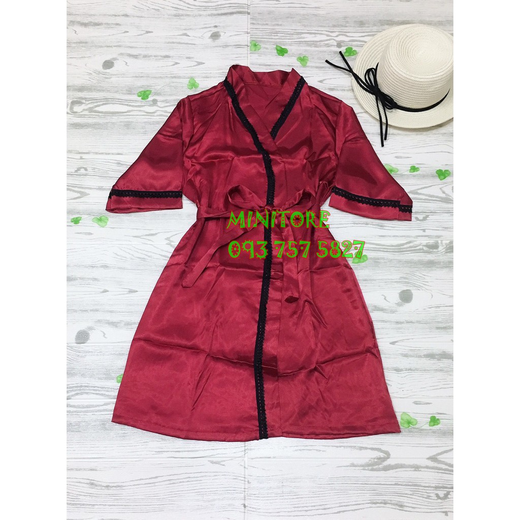 Áo choàng phối ren nhỏ gợi cảm, Áo choàng ngủ phi lụa mềm mát phối ren dễ thương nhiều màu | BigBuy360 - bigbuy360.vn