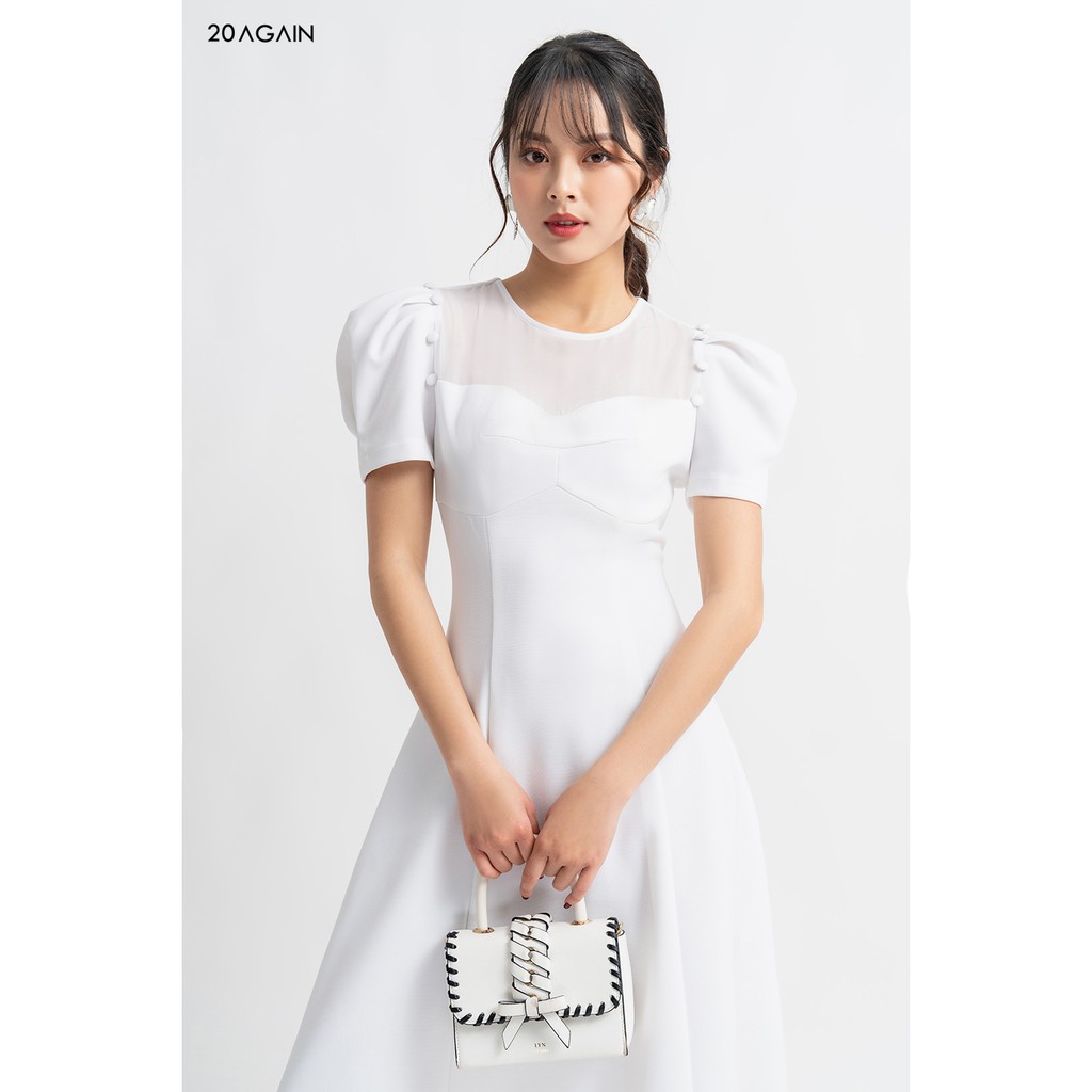 Đầm vải ngắn tay tay bồng phối ngực - 20 AGAIN - DEA0842 | BigBuy360 - bigbuy360.vn