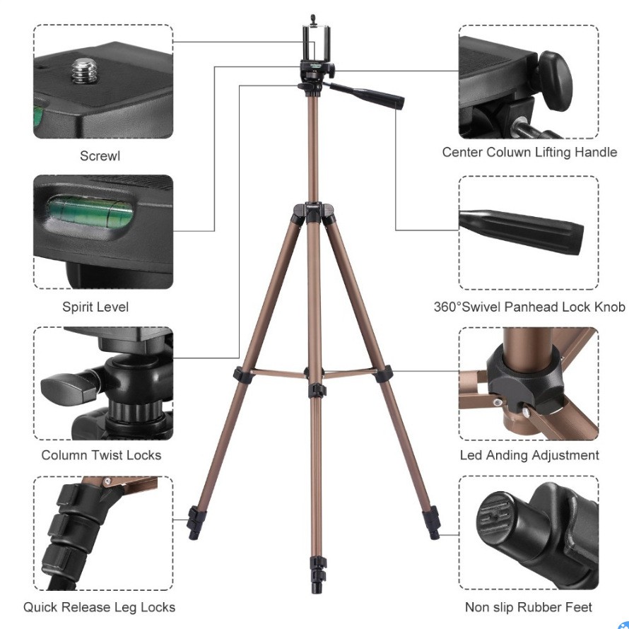 Lammcou GOPRO Chân Tripod Bằng Nhôm Cho Điện Thoại / Máy Ảnh / Điện Thoại