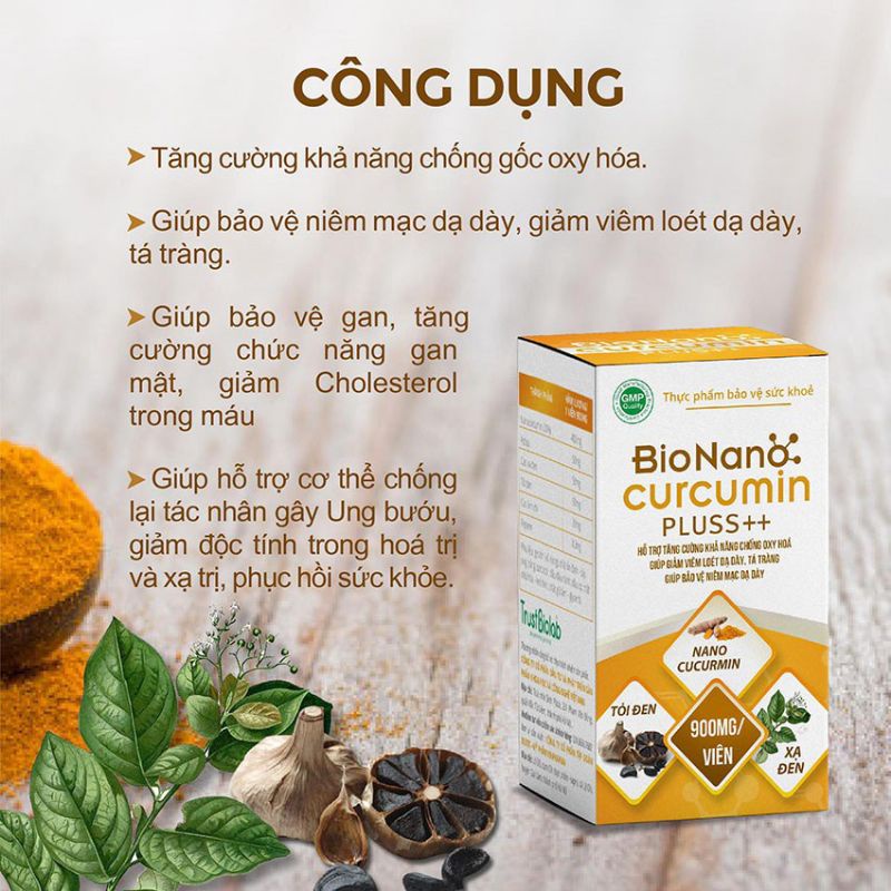BIONANO CURCUMIN PLUSS++ Giảm viêm loét dạ dày, tá tràng.
