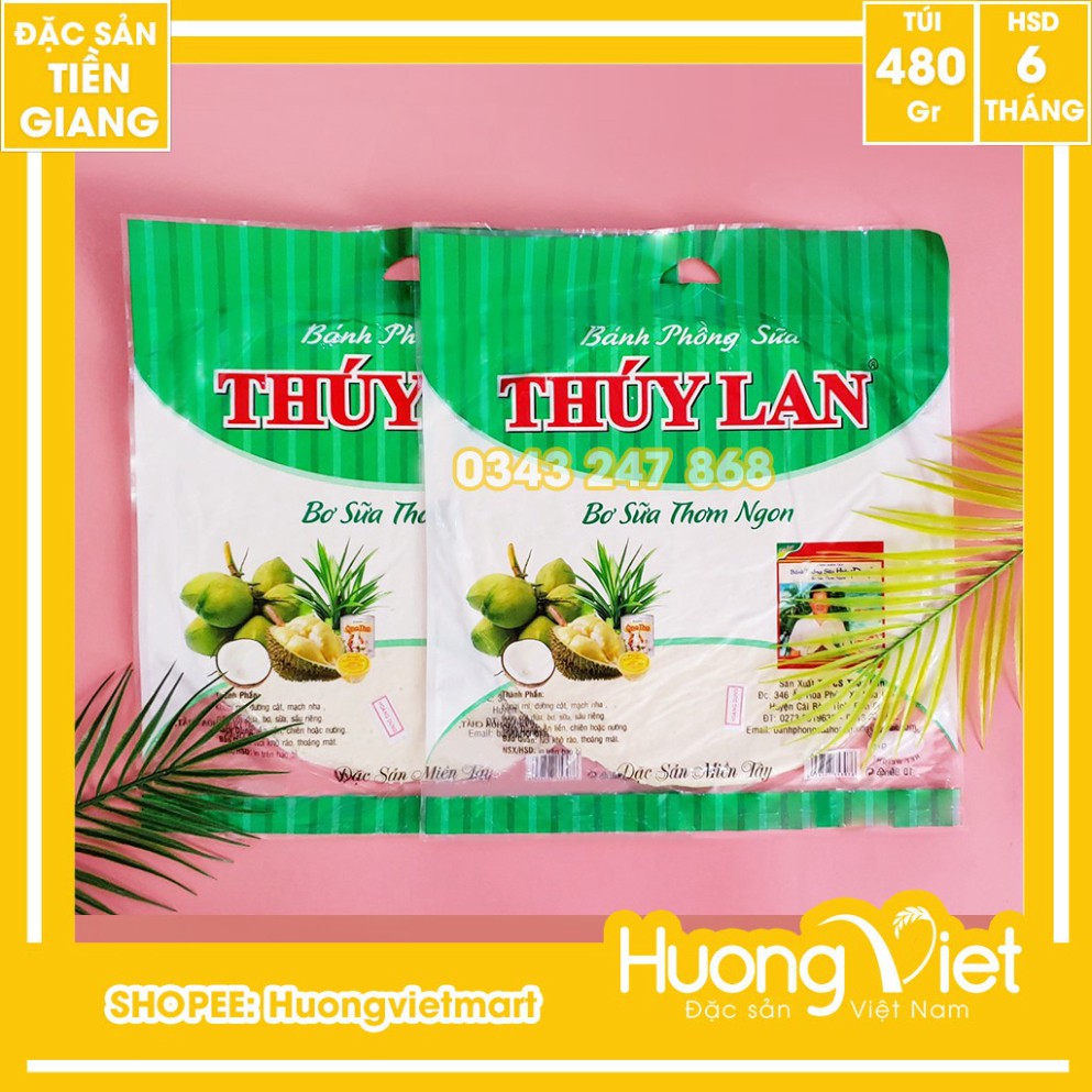 Bánh tráng bơ sữa Thúy Lan 480g túi 10 bánh, bánh phồng sữa miền tây