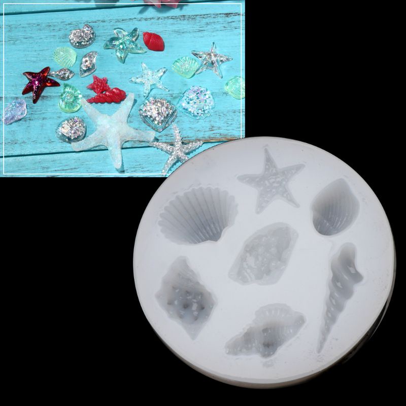 Khuôn silicon làm bánh/sô cô la hình vỏ sò/sao biển dễ thương