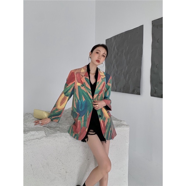 Áo vest blazer họa tiết koreastyle