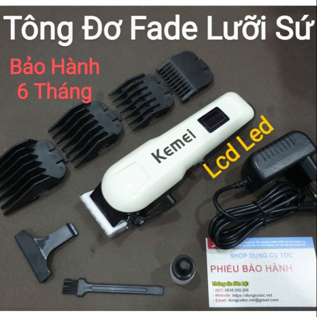 Tông Đơ Cắt Tóc Cao Cấp Lưỡi Sứ, Tông Đơ Chuyên Fade Kemei Chính Hãng Lưỡi Sứ.(Ảnh thật)