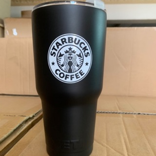 Ly giữ nhiệt tặng túi và ống hút hoạ tiết Starbuck đen