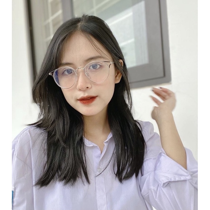 Kính kim loại mắt tròn tai mèo xinh