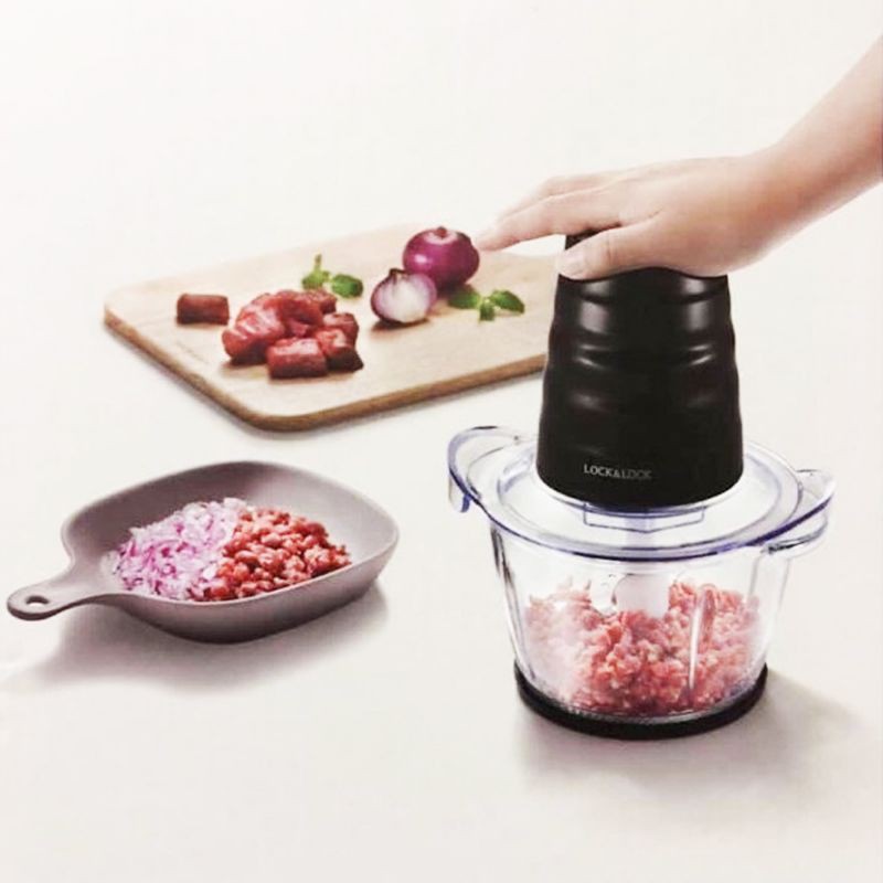 Máy Xay Thịt Cối Thủy Tinh LocknLock Meat Chopper EJM156BLK 1 Lít Công Suất 400W