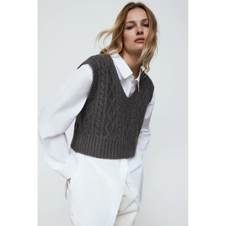 ÁO GI LÊ ZARA NỮ DỆT VẶN THỪNG MÀU XÁM