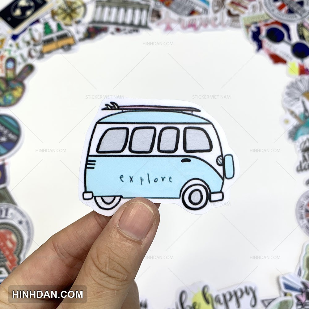 Sticker TRAVEL - DU LỊCH , tem dán Trang Trí Va li, Xe, Laptop, Nón Bảo Hiểm