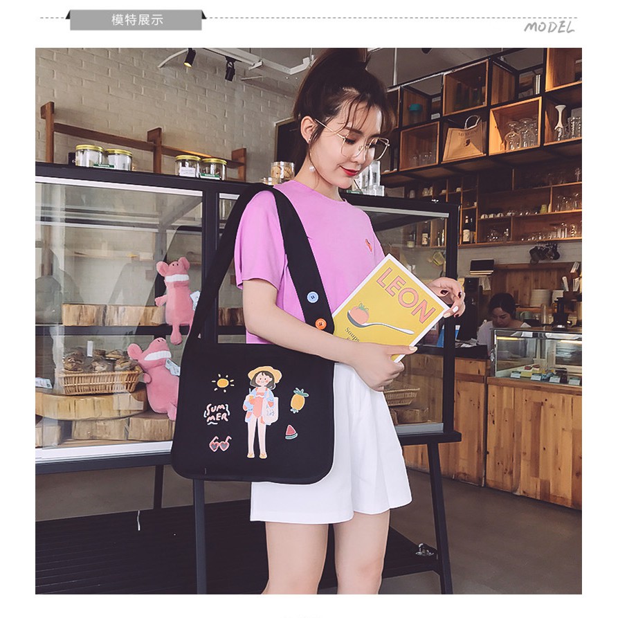 Túi tote vải canvas cute đựng đồ đi học mềm đẹp giá rẻ thời trang cô gái TV50