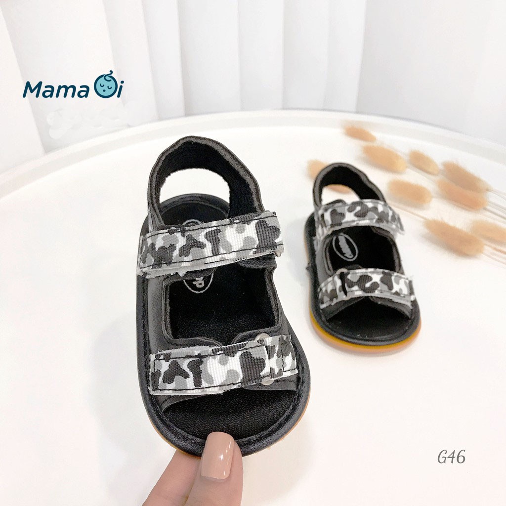 G46 Giày tập đi cho bé dép tập đi sandal đen rằn ri đế nhựa dẻo bám dính cho bé tập đi của Mama ơi - Thời trang cho bé