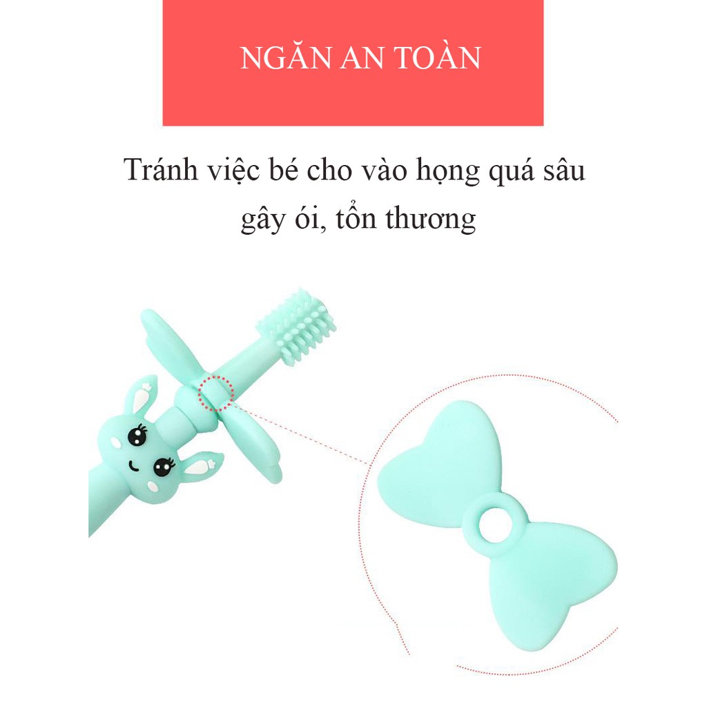 Bộ bàn chải đánh răng sữa 360 độ với 3 đầu bàn chải kèm theo cốc nước dành cho trẻ nhỏ, làm quen với việc đánh răng