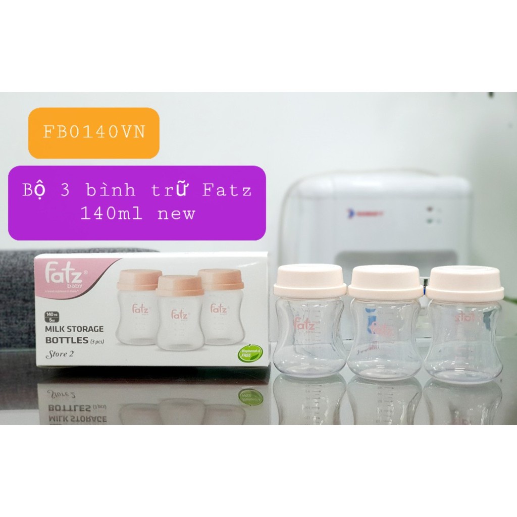 Bộ 3 bình trữ sữa mẹ, bình đựng sữa Fatzbaby 140ml Store 2 FB0140VN