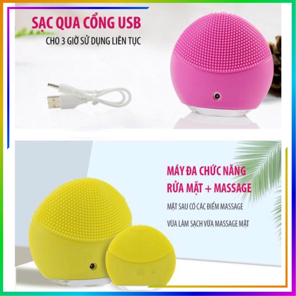 Máy rửa mặt Foreo Lina mini (Hàng cao cấp), Máy massage mặt gai Silicon giúp làm sạch da mặt hiệu quả