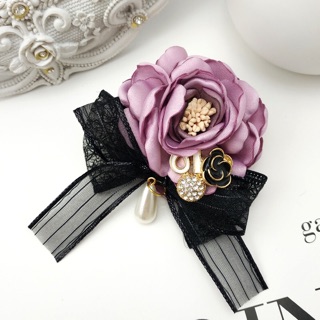 Cài áo Nơ Hoa Hồng bằng lụa handmade - mã 80