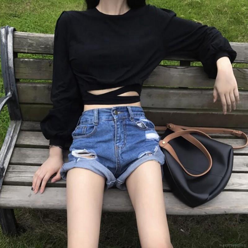 Áo tay dài màu trơn kiểu dáng đơn giản dành cho bạn nữ