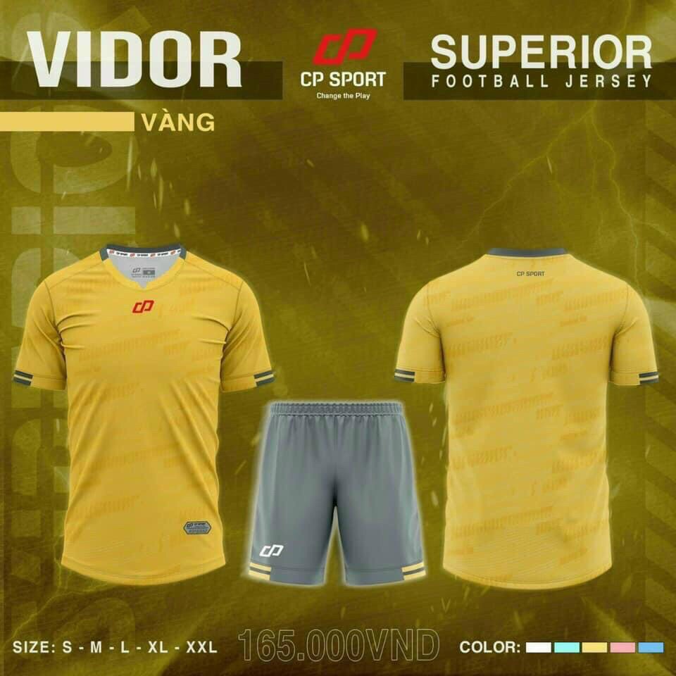 Áo đá bóng, đồ đá banh, quần áo bóng đá, áo không logo CP VIDOR - Chất vải cao cấp, bền, thoáng
