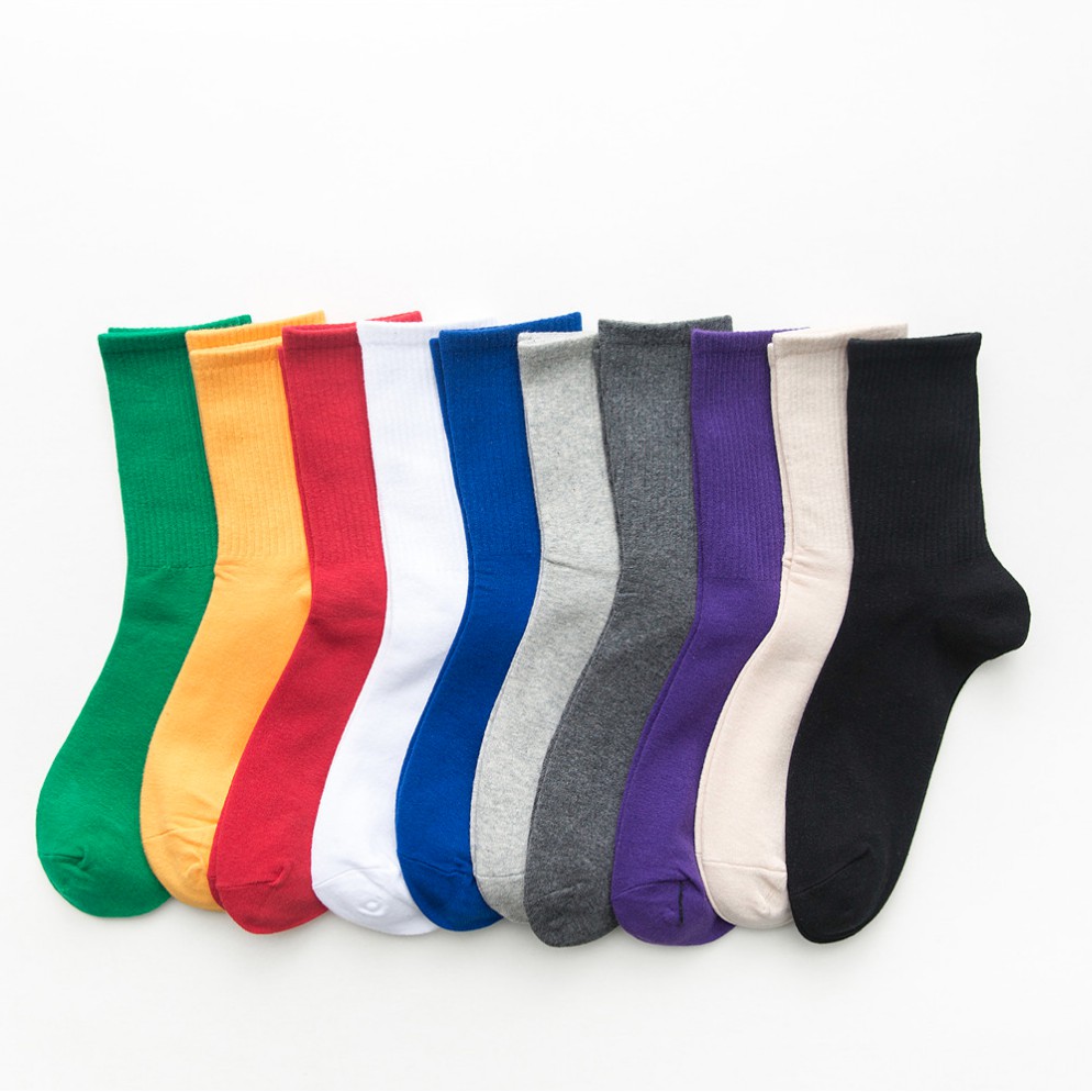Vớ dài/ tất dài gân sọc Mua Tất trơn màu unisex (muatatshop)