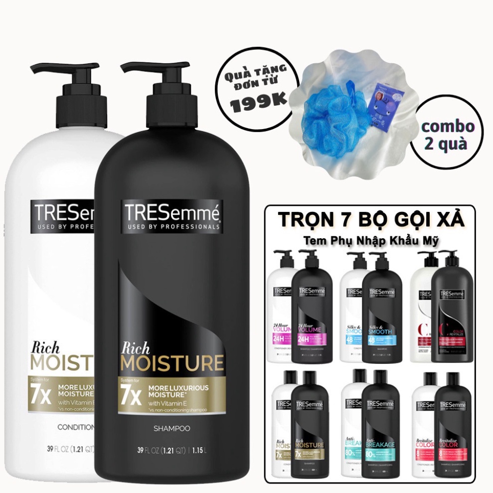 Cặp Dầu Xả Dầu Gội Tresemme Mỹ USA Shampoo - Combo Tresemmé Dầu Gội Dưỡng Tóc Ẩm Treseme Chăm Sóc Tóc Ngăn Rụn tóc Dezy
