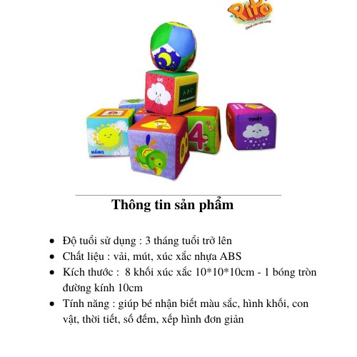 COMBO 9 LỤC LẠC VẢI/ XÚC XẮC VẢI ĐỒ CHƠI CHO BÉ TỪ 3M - 1 TUỔI