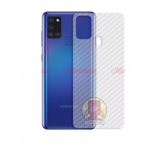Bộ 3 tấm dán lưng mặt sau vân Carbon trong suốt chống xước cho điện thoại Samsung Galaxy A21S