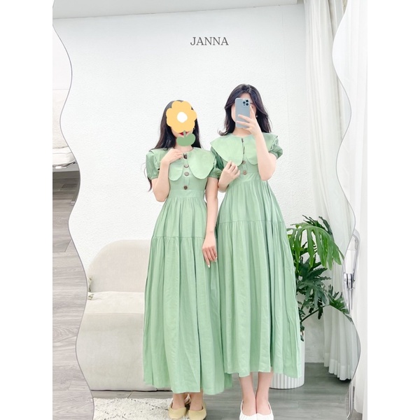 - Váy xòe khuy gỗ vintage vải đũi nhăn hàn tiểu thư ulzzang - K24 - jannahouse