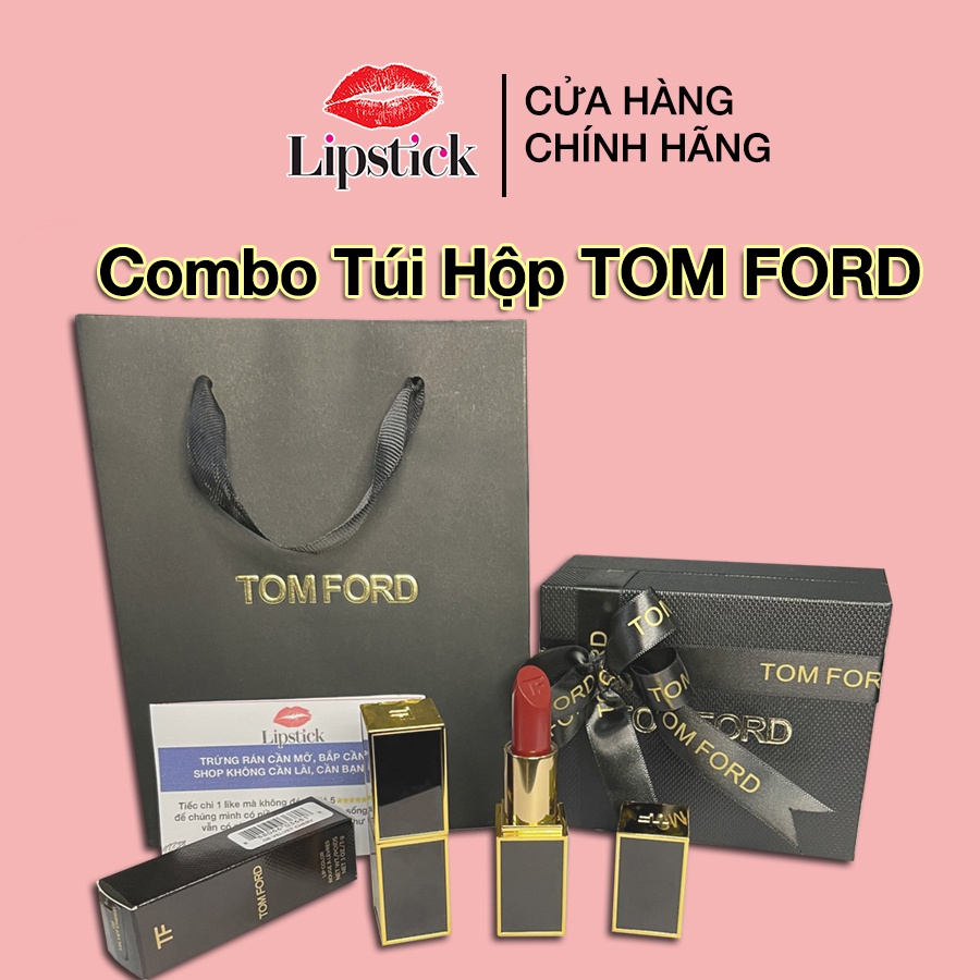 Hộp quà  túi hãng Tom Ford kèm nơ thiệp làm quà tặng, phụ kiện cho son Tom Ford