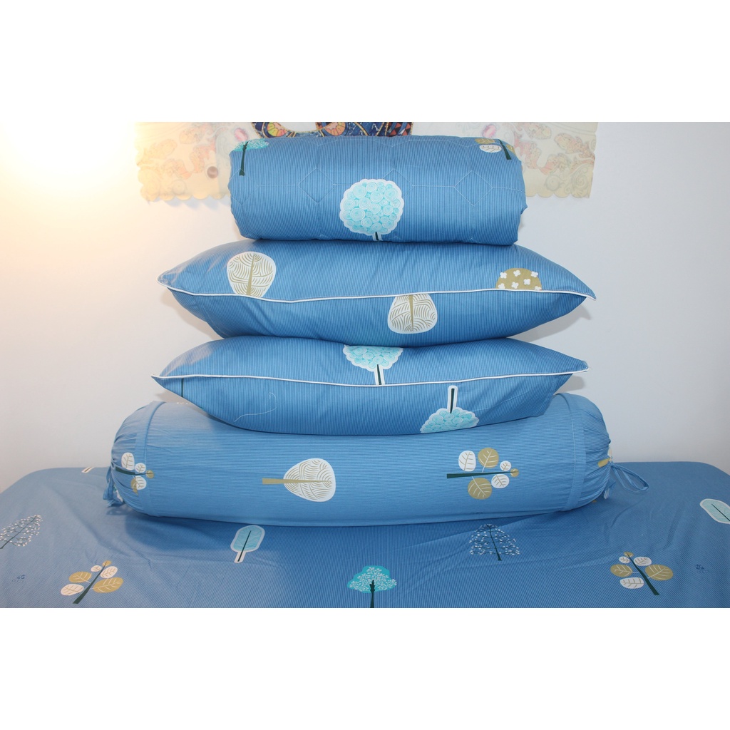 Bộ drap gối KHA LY - cotton thiên nhiên - Tree Xanh - VN.233