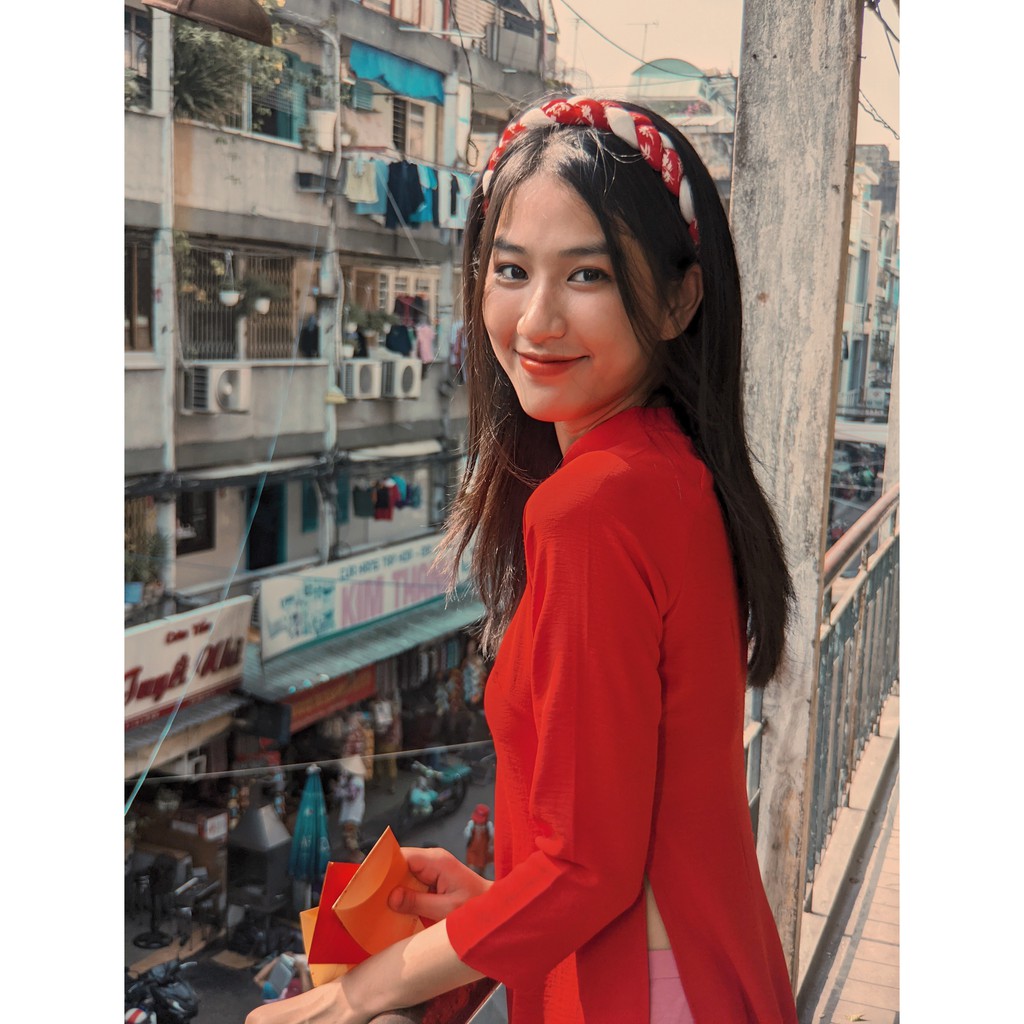 Set Áo dài Rosemary đũi đỏ tươi