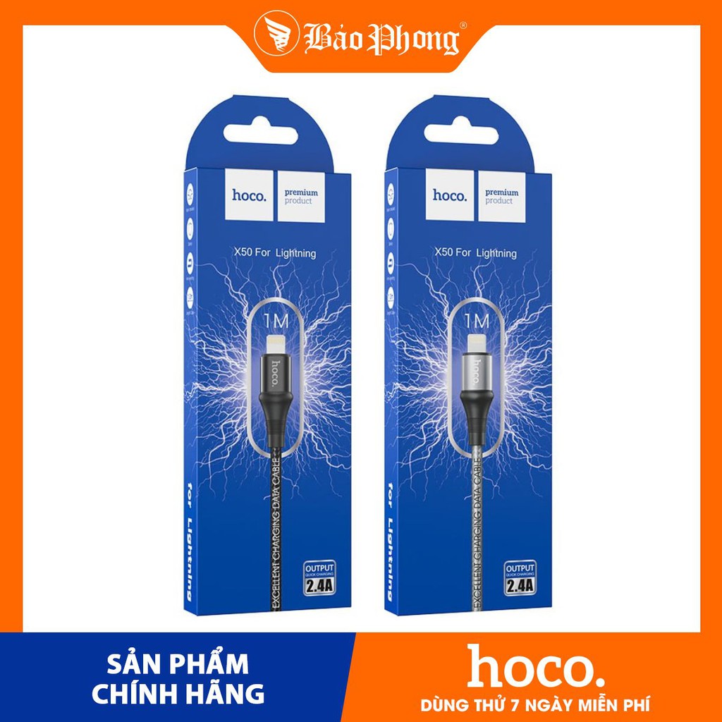 Cáp sạc dây dù HOCO X50 Type C / Lightning Dành cho điện thoại i-Phone iP Huawei Samsung Oppo chính hãng giá rẻ