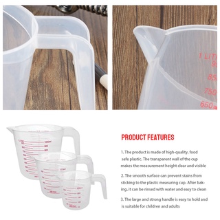 [CHOO] Mesauring Cup Transparent Baking Scale Container Plastic Washable Measuring Accessory for Kitchen