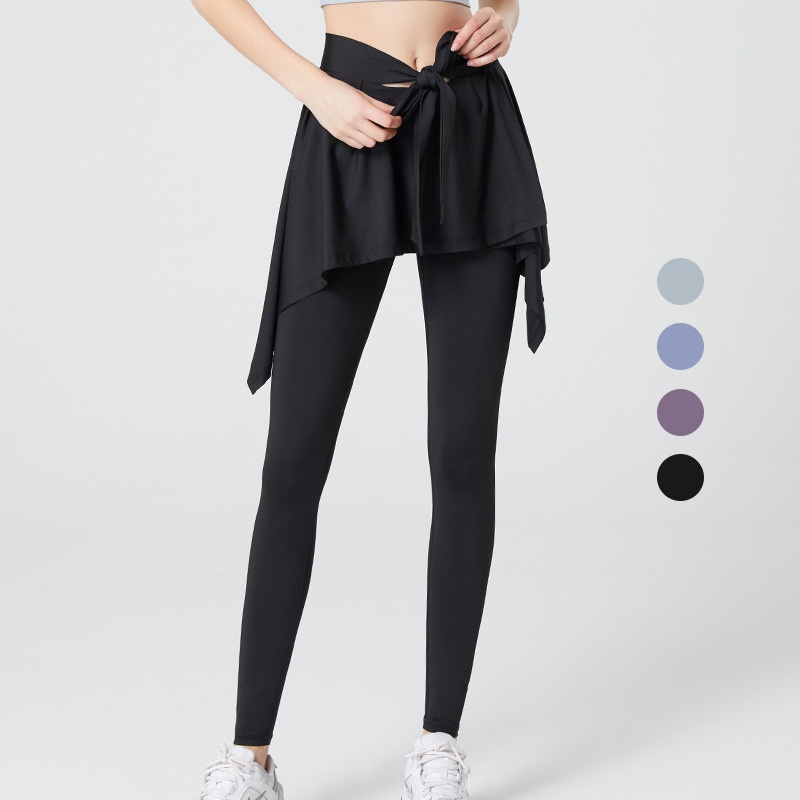 Quần Thể Thao Lưng Cao Cột Dây Giả Hai Lớp Size S-5XL Cho Nữ