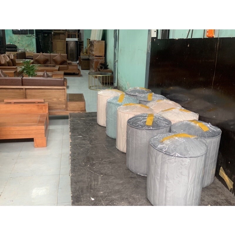 Ghế đôn tròn sofa nỉ nhung cao cấp , đôn tròn bọc đệm