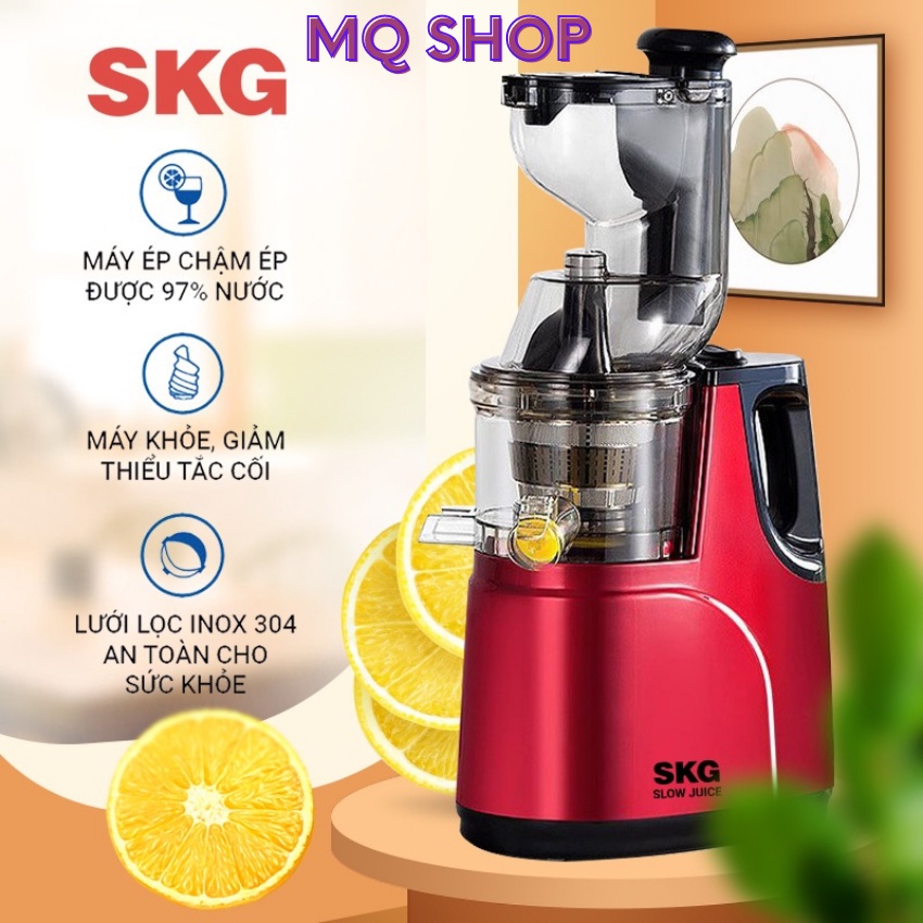Máy ép trái cây hoa quả tốc chậm ép kiệt nước SKG , ép nguyên quả khỏe giữ lại 96% dinh dưỡng trong hoa quả MQ SHOP