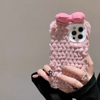 Ốp điện thoại lông đính nơ cho iphone [ Hàng order ]